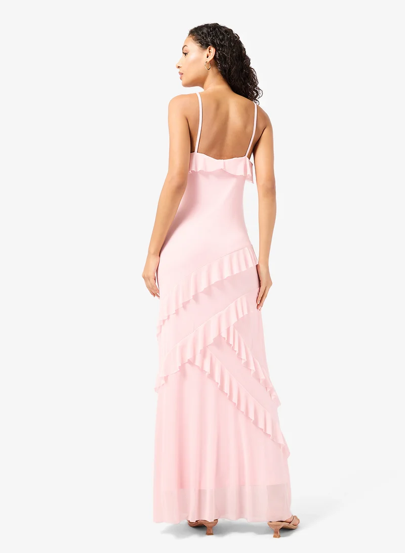 جينجر Strappy Frill Detail Maxi Dress
